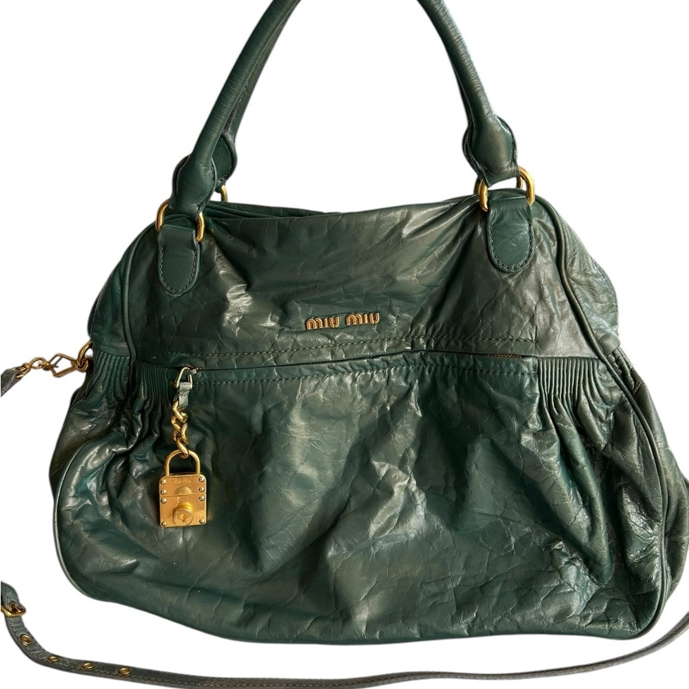 Miu Miu Green Leather Shoulder Bag